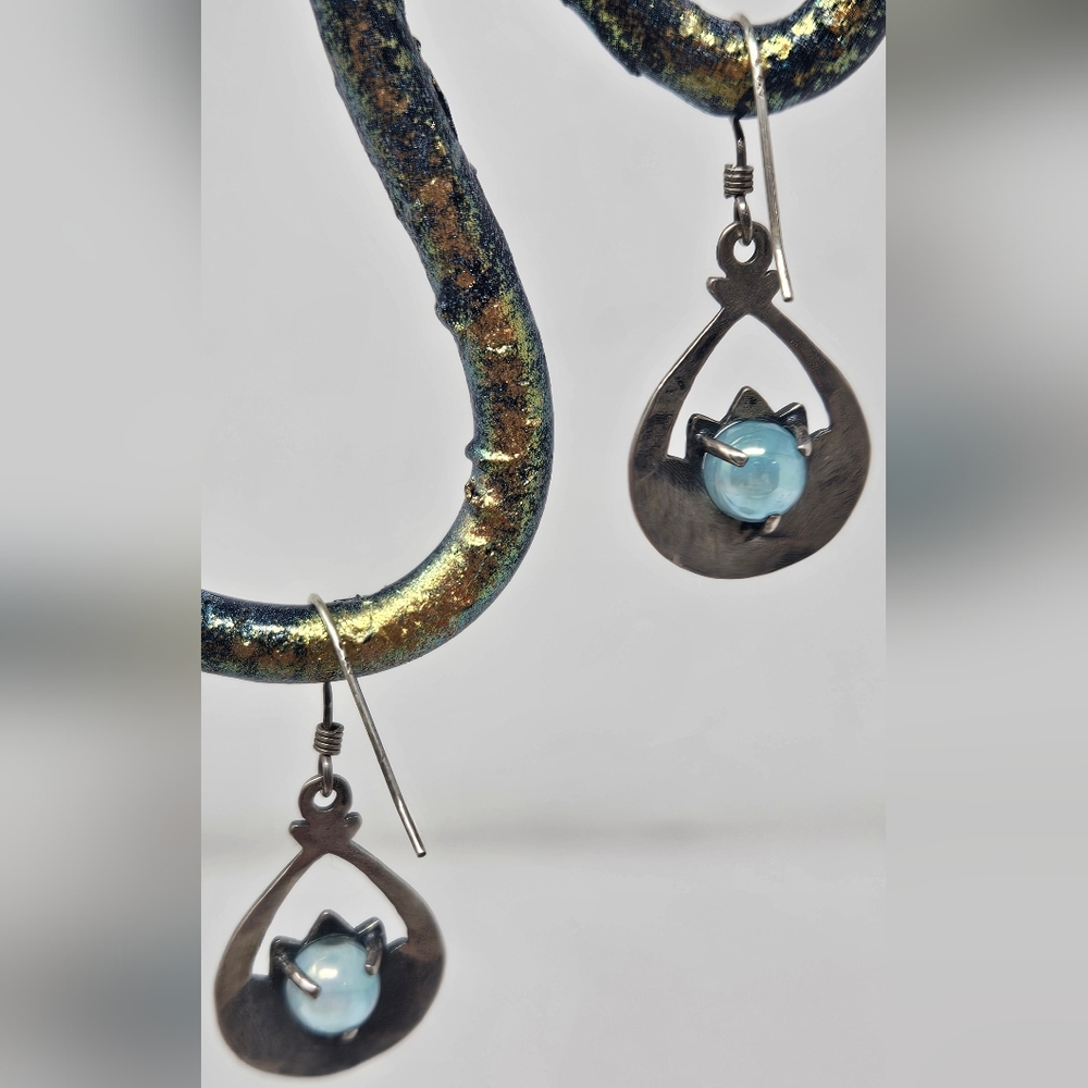 Lotus Flower Silver Earrings - Picture 3 of 6